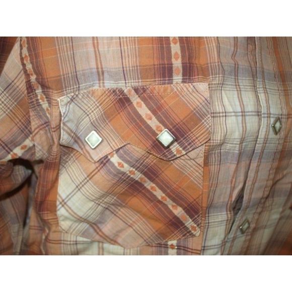 Vintage Roper Pearl Snap Front Shirt Brown & White  L - Picture 5 of 7